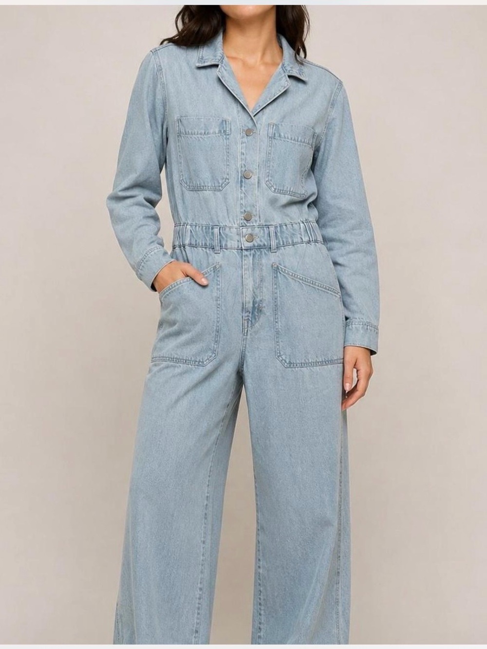 Universal Thread Light Blue Denim Wide-Leg Overall Jumpsuit